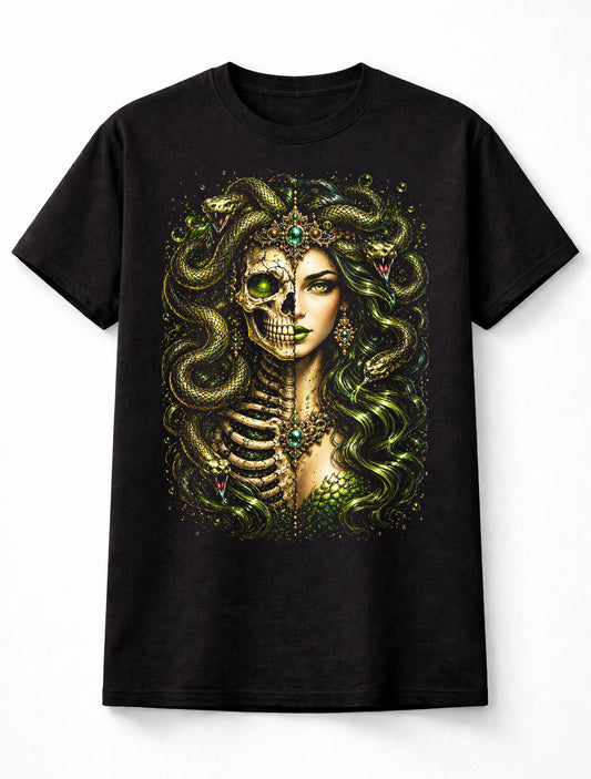 Medusa Skeleton Goddess Snake Gothic Mythology Unisex T-Shirt