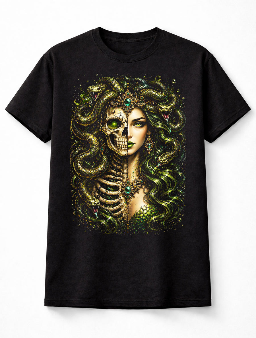 Medusa Skeleton Goddess Snake Gothic Mythology Unisex T-Shirt