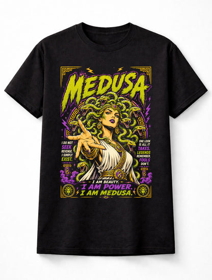 Medusa Greek Mythology Gorgon Snake Hair Horror Graphic Unisex T-Shirt