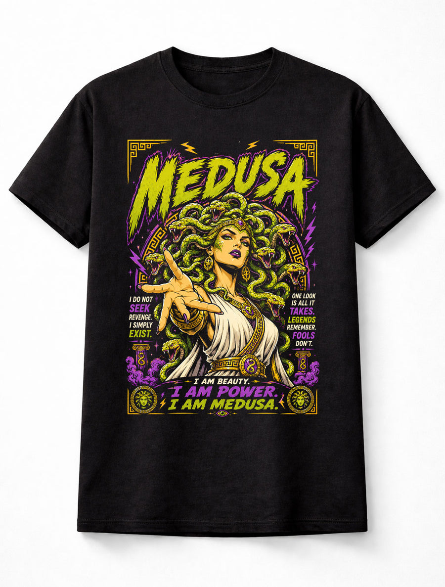 Medusa Greek Mythology Gorgon Snake Hair Horror Graphic Unisex T-Shirt