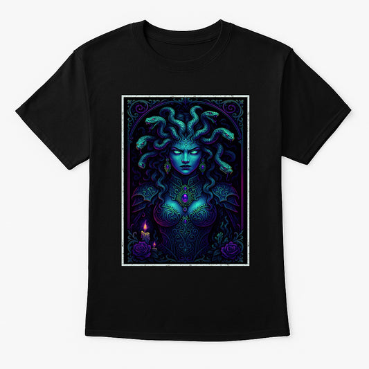 Medusa Neon Gorgon Unisex T-Shirt Mythology Gothic Art Tee