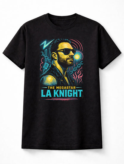 LA Knight The Megastar Retro Neon Portrait Wrestling Graphic Tee Adults & Kids Unisex T-Shirt