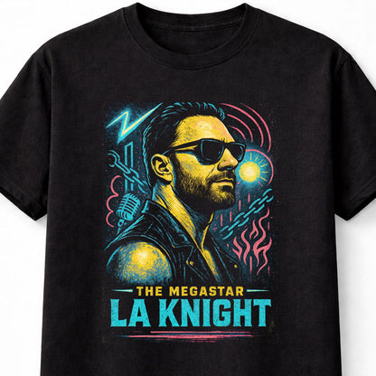 LA Knight The Megastar Retro Neon Portrait Wrestling Graphic Tee Adults & Kids Unisex T-Shirt