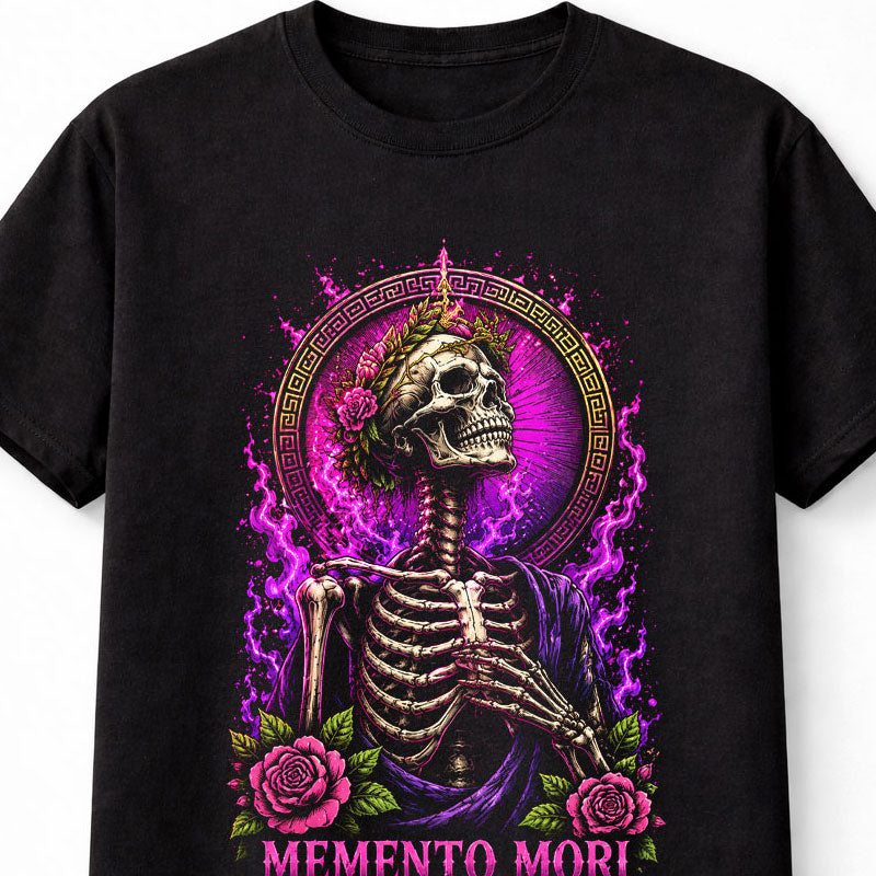 Memento Mori Skeleton Gothic Rose Dark Fantasy Graphic Unisex T-Shirt