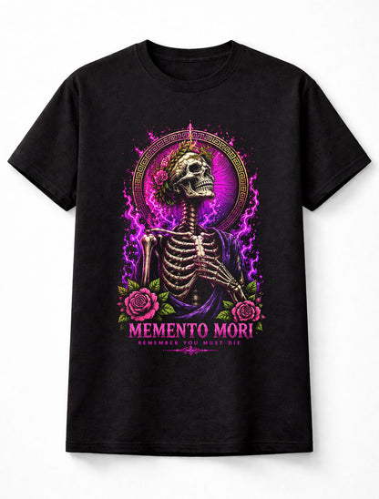 Memento Mori Skeleton Gothic Rose Dark Fantasy Graphic Unisex T-Shirt