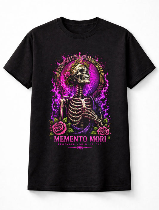 Memento Mori Skeleton Gothic Rose Dark Fantasy Graphic Unisex T-Shirt