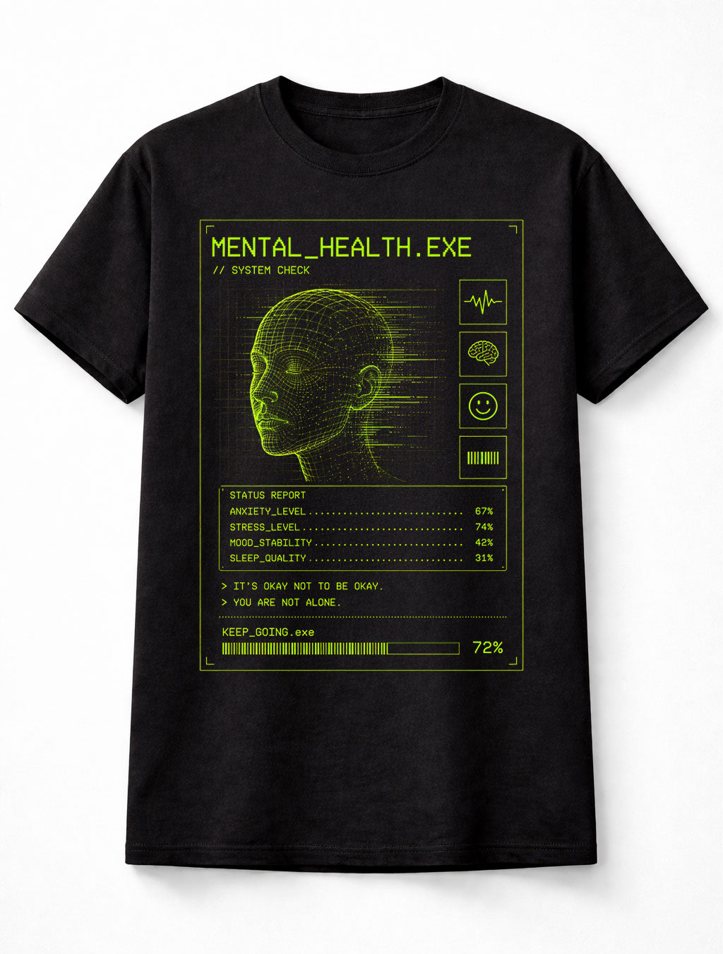 Mental Health EXE Cyber Y2K Futuristic System Check Glitch Unisex T-Shirt