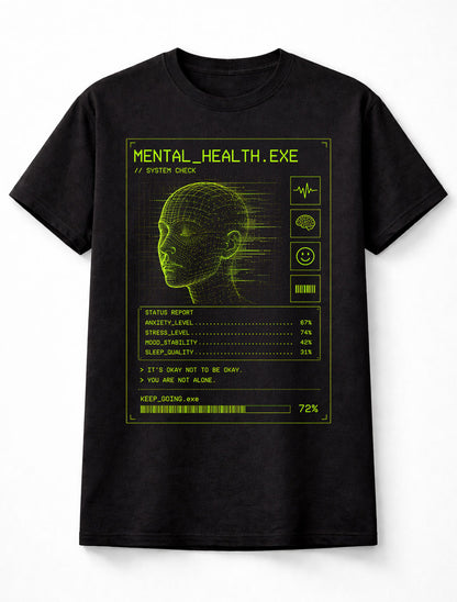 Mental Health EXE Cyber Y2K Futuristic System Check Glitch Unisex T-Shirt