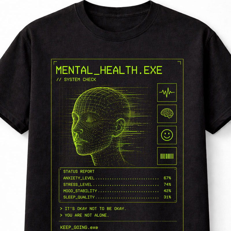Mental Health EXE Cyber Y2K Futuristic System Check Glitch Unisex T-Shirt