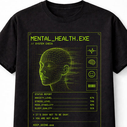 Mental Health EXE Cyber Y2K Futuristic System Check Glitch Unisex T-Shirt