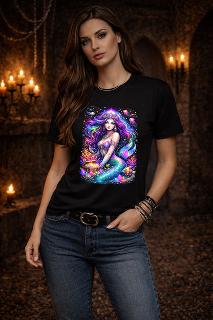 Mystic Mermaid Treasure Art Psychedelic Trippy Gothic Unisex Graphic T-Shirt