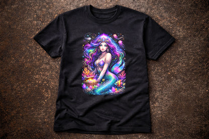 Mystic Mermaid Treasure Art Psychedelic Trippy Gothic Unisex Graphic T-Shirt