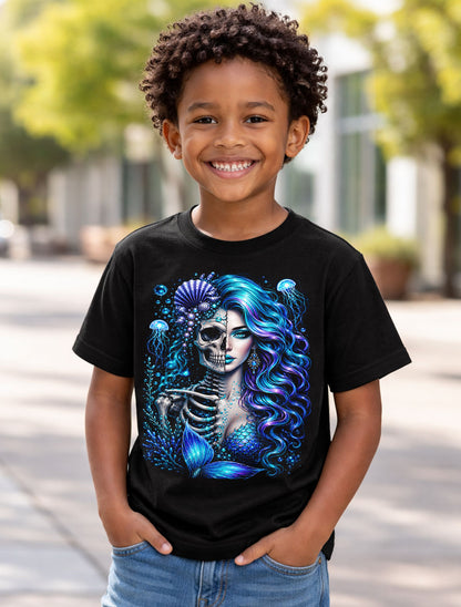 Mermaid Skull Ocean Gothic Fantasy Graphic Unisex T-Shirt