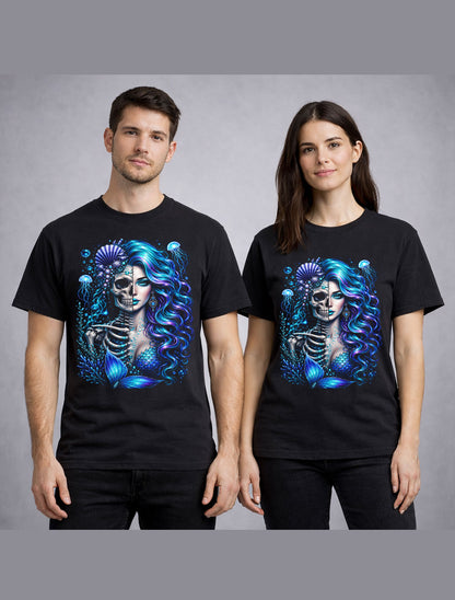 Mermaid Skull Ocean Gothic Fantasy Graphic Unisex T-Shirt