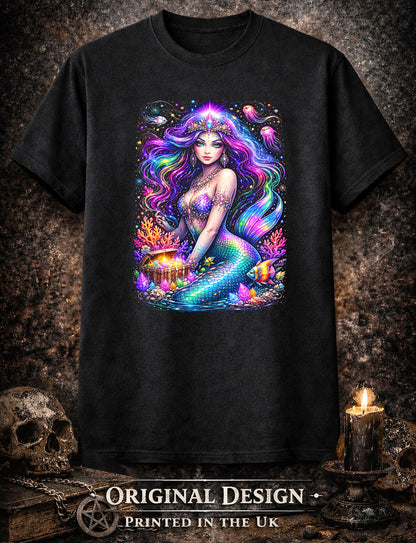 Mystic Mermaid Treasure Art Psychedelic Trippy Gothic Unisex Graphic T-Shirt