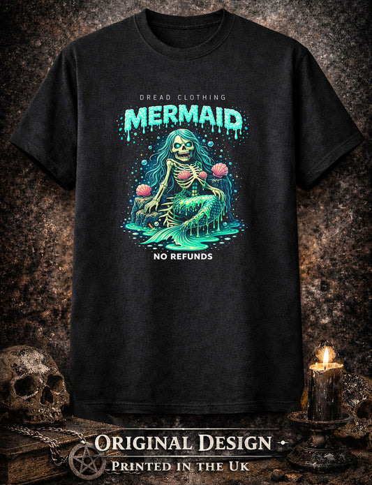 Mermaid Skull Unisex Toxic Gothic Horror Graphic T-Shirt Dark Ocean Myth Tee