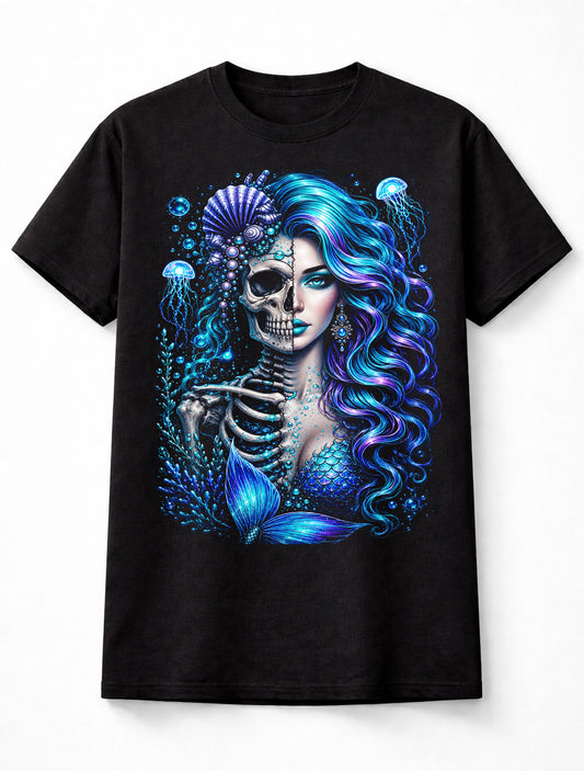 Mermaid Skull Ocean Gothic Fantasy Graphic Unisex T-Shirt