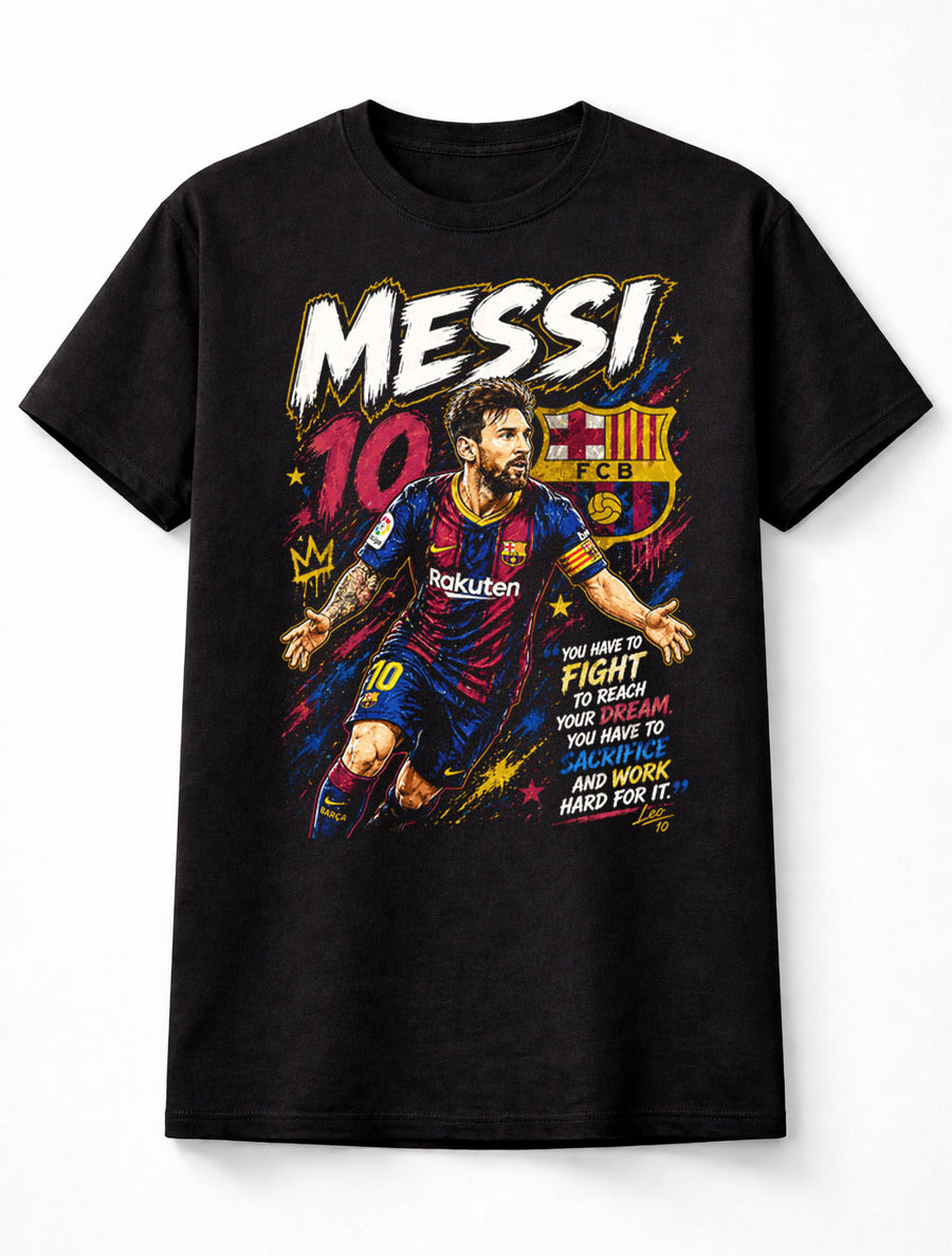 Messi 10 Barcelona Style Soccer Football Fan Graphic Tee Unisex Adults & Kids T-Shirt