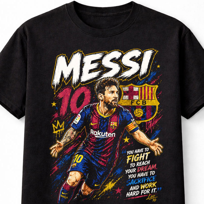 Messi 10 Barcelona Style Soccer Football Fan Graphic Tee Unisex Adults & Kids T-Shirt