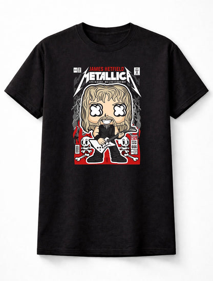 James Hetfield Metallica T-Shirt Heavy Metal Chibi Unisex Black Graphic Tee