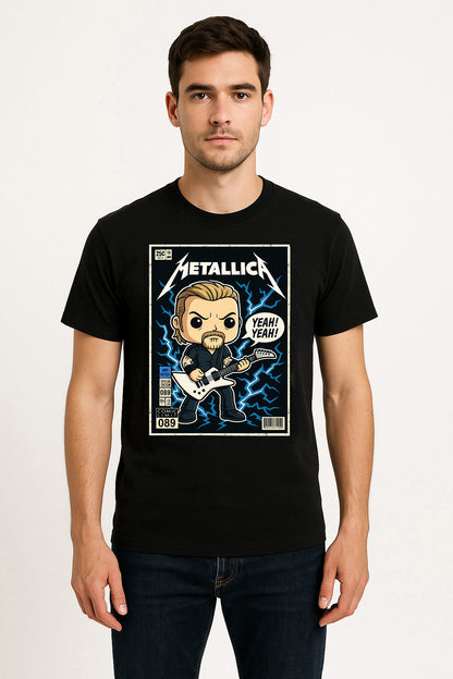 Metallica Unisex T-Shirt – Heavy Metal Cartoon Comic Style Rock Band Graphic Tee