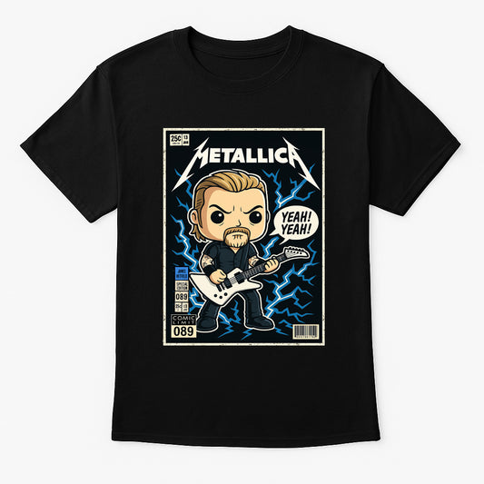 Metallica Unisex T-Shirt – Heavy Metal Cartoon Comic Style Rock Band Graphic Tee