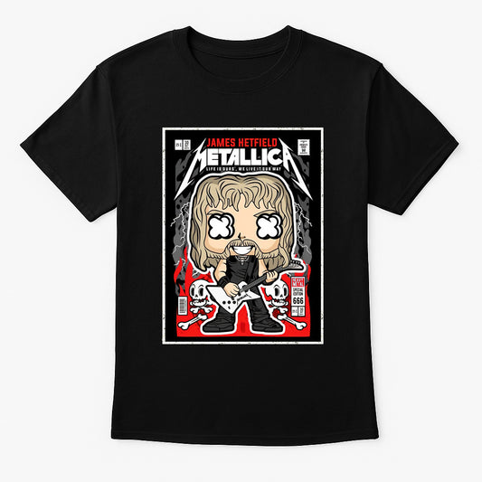 Metallica James Hetfield Unisex T-Shirt – Heavy Metal Comic Style Band Graphic Tee