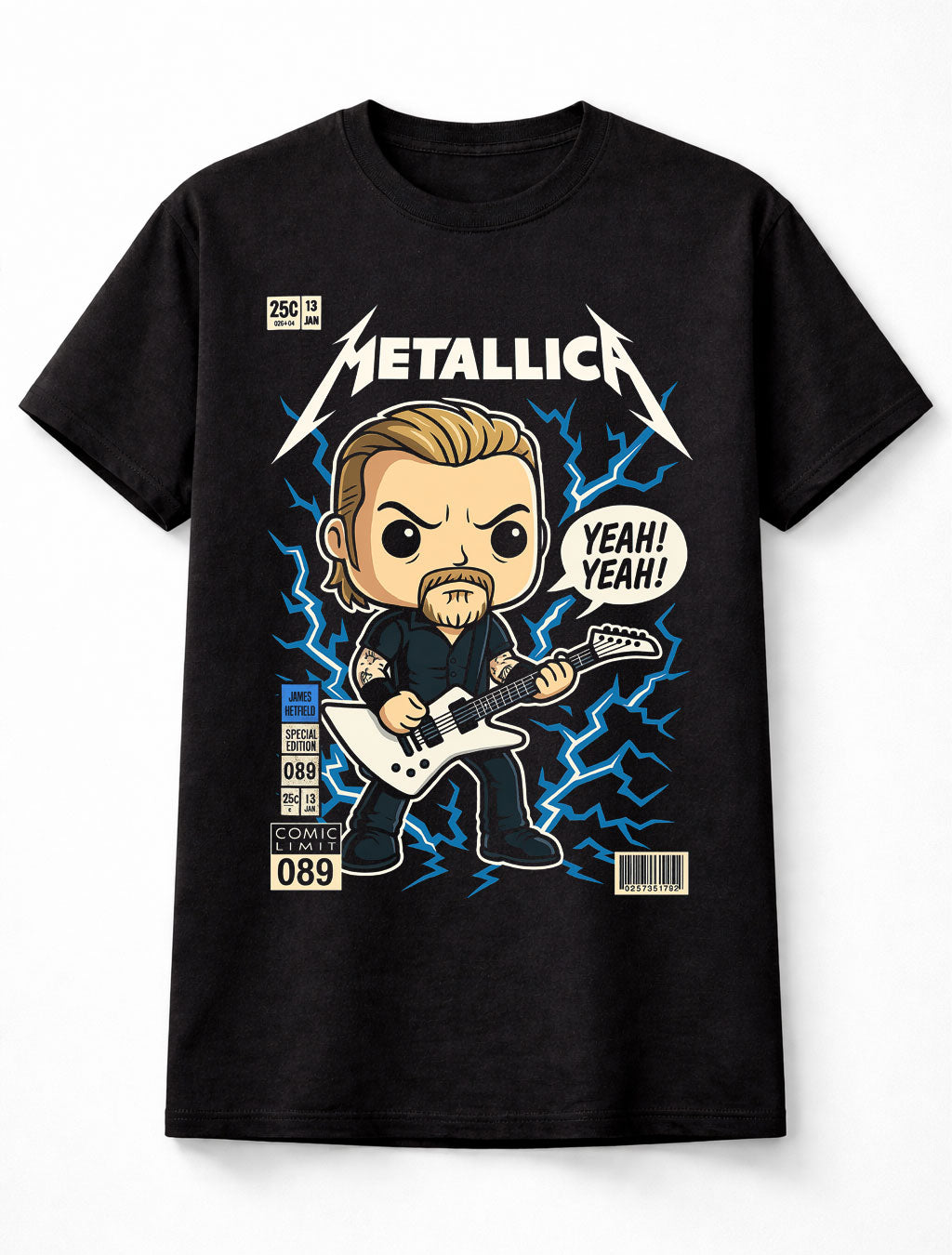 James Hetfield Metallica Guitar Lightning Heavy Metal Rock Unisex T-Shirt
