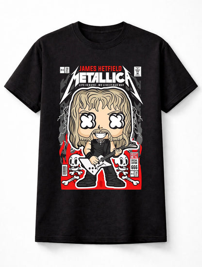 James Hetfield Metallica Pop Figure Heavy Metal Guitar Comic Unisex T-Shirt