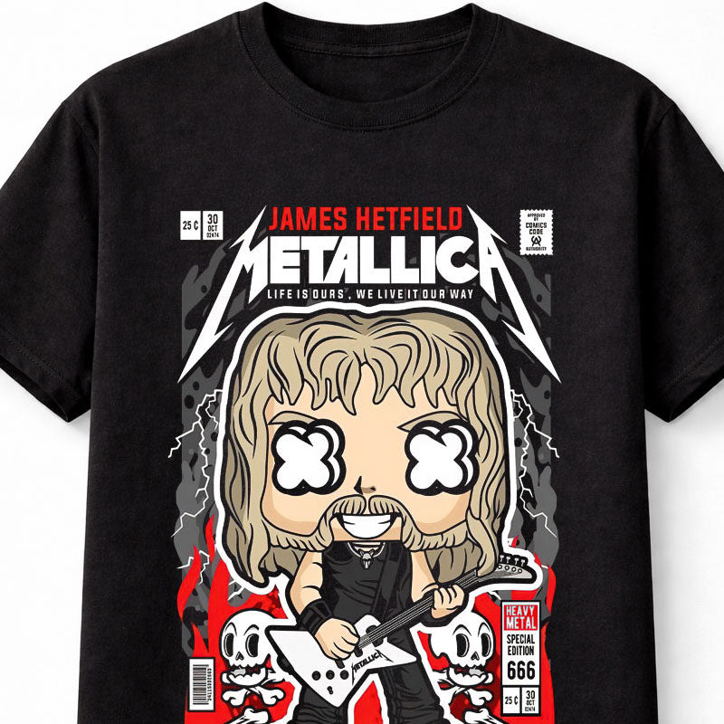 James Hetfield Metallica Pop Figure Heavy Metal Guitar Comic Unisex T-Shirt