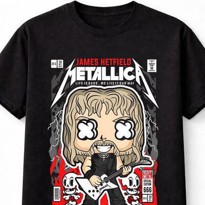 James Hetfield Metallica Pop Figure Heavy Metal Guitar Comic Unisex T-Shirt