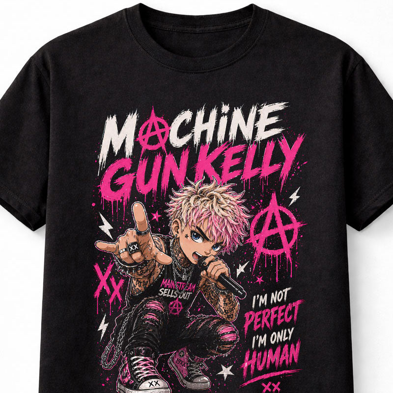 Machine Gun Kelly I’m Not Perfect I’m Only Human Graphic T-Shirt Pop Punk Music Singer Fan Tee Adult & Kids Unisex T-Shirt