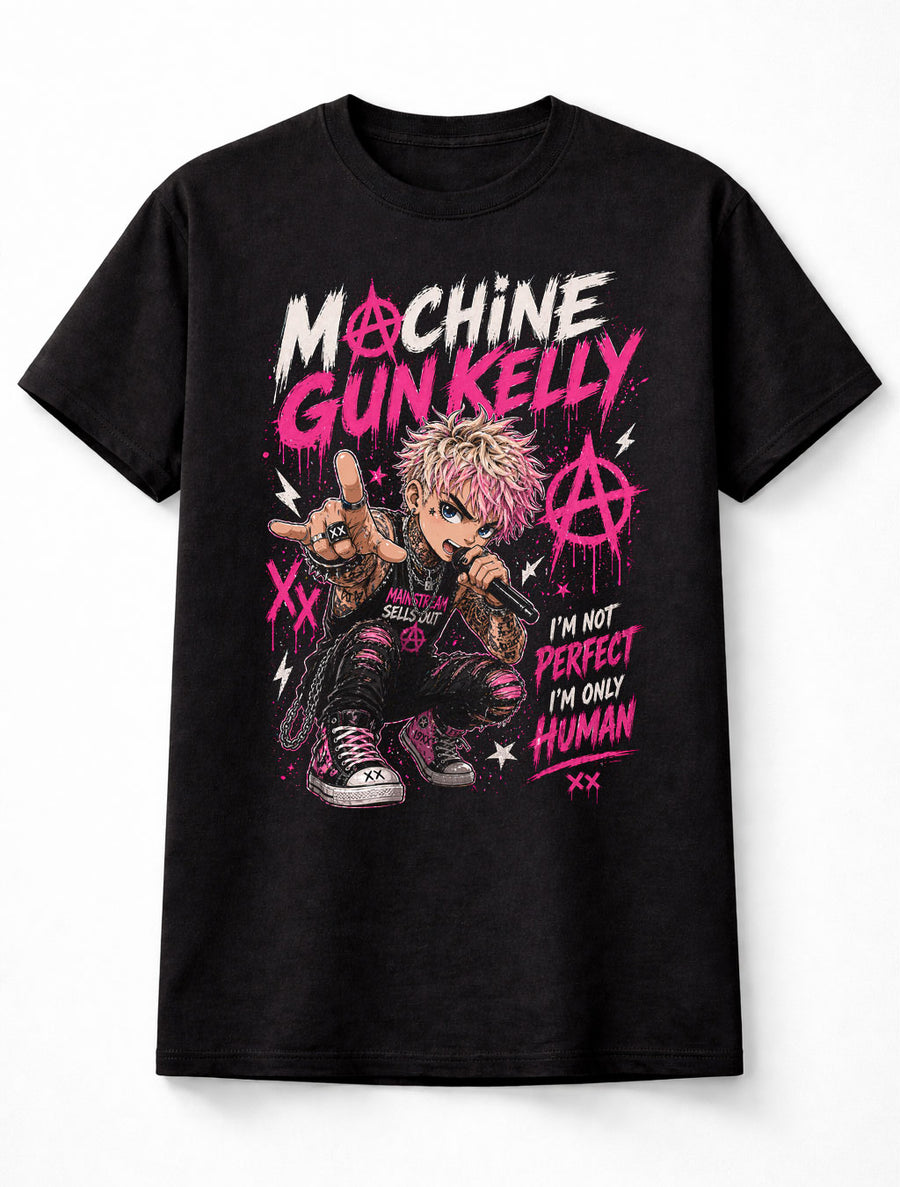 Machine Gun Kelly I’m Not Perfect I’m Only Human Graphic T-Shirt Pop Punk Music Singer Fan Tee Adult & Kids Unisex T-Shirt