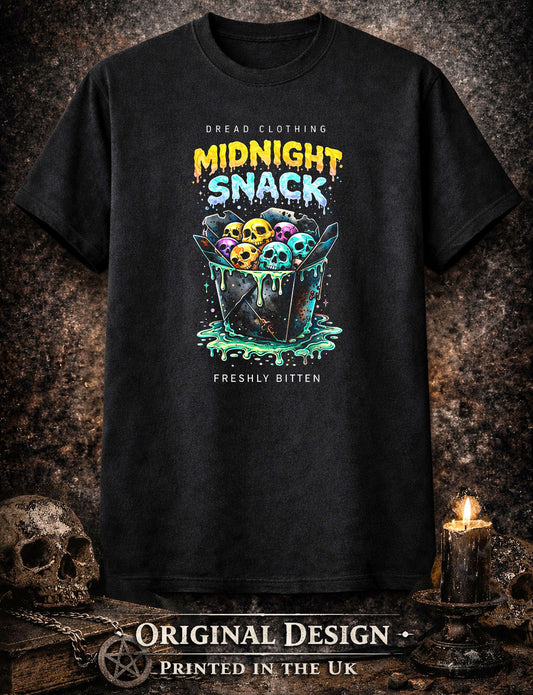 Midnight Snack Skull Unisex Toxic Gothic Horror Food Graphic T-Shirt Dark Art