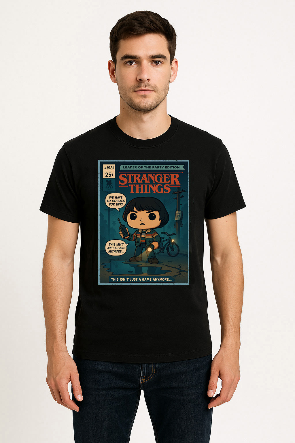 Stranger Things Mike Wheeler Leader of the Party Retro Comic Cover Unisex T-Shirt