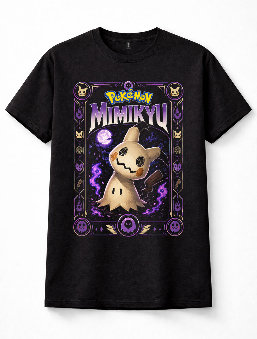 Pokemon Mimikyu Ghost Fairy Pikachu Gaming Anime Black Unisex T-Shirt
