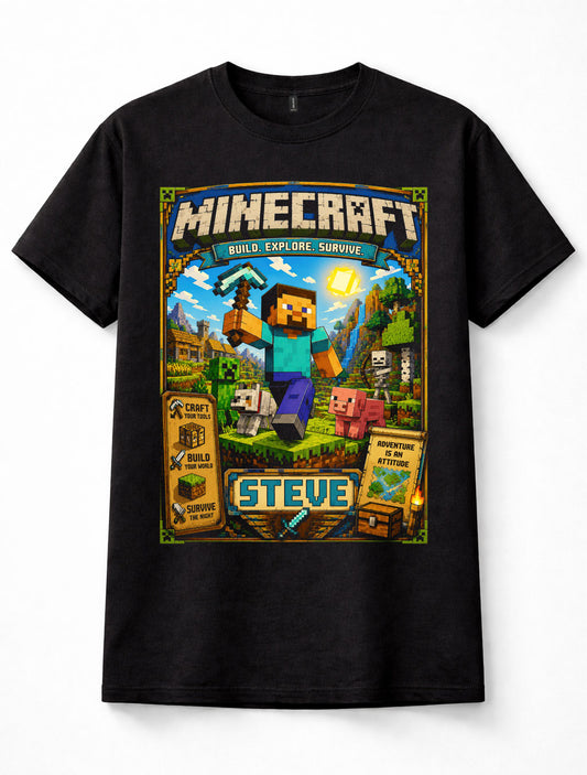 Minecraft Steve Creeper Diamond Pickaxe Gaming Unisex T-Shirt