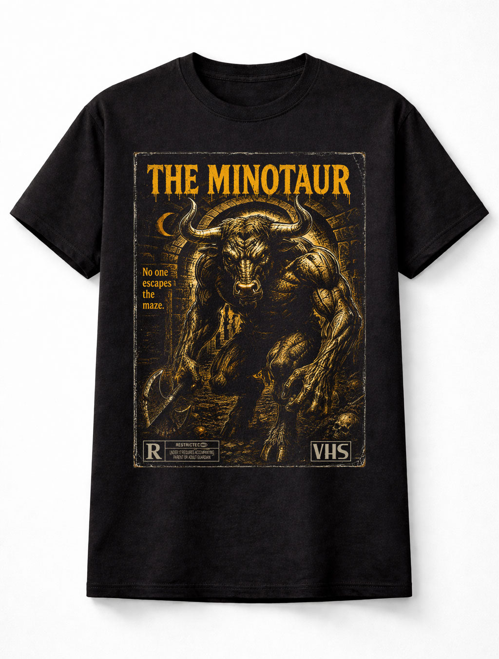 Minotaur VHS Horror Greek Mythology Monster Black Unisex T-Shirt