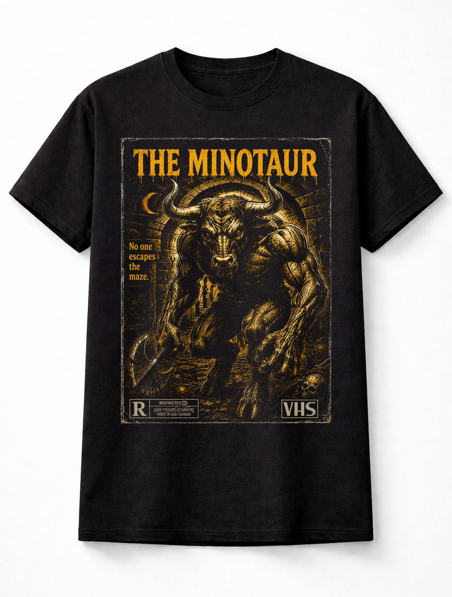 Minotaur VHS Horror Greek Mythology Monster Black Unisex T-Shirt