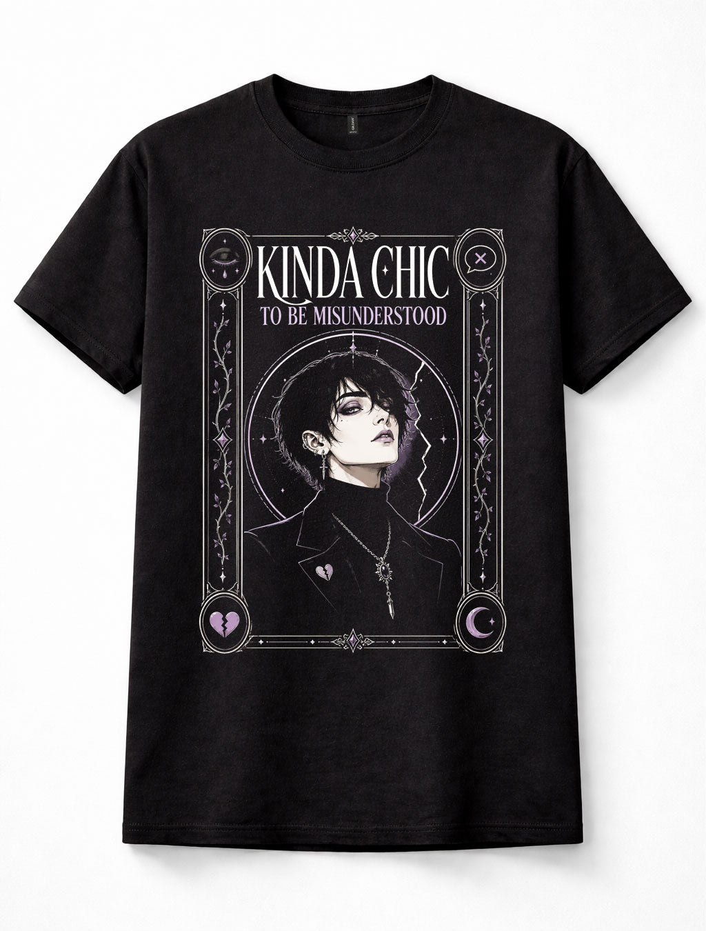 Kinda Chic Misunderstood Gothic Broken Heart Dark Goth Woman Unisex T-Shirt