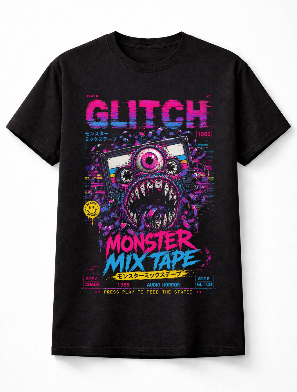 Glitch Monster Mixtape Cassette Horror Retro Audio 1985 Unisex T-Shirt