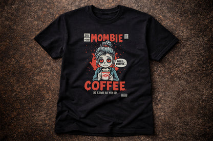 Mombie Zombie Mom Coffee T Shirt Funny Tired Mum Horror Comic Graphic Tee