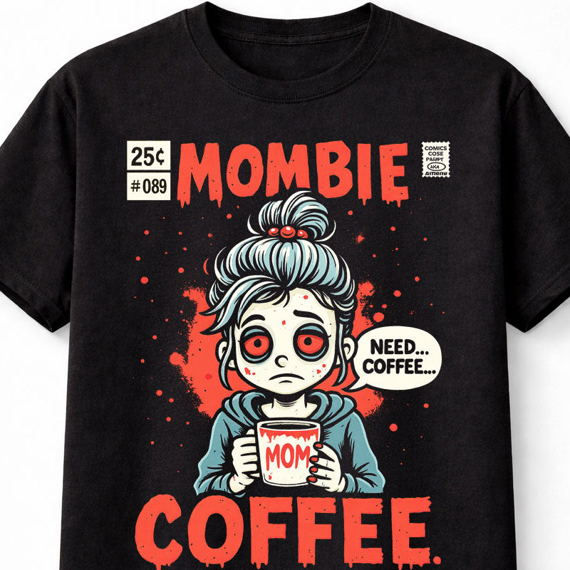 Mombie Coffee Funny Zombie Mom Graphic Unisex T-Shirt