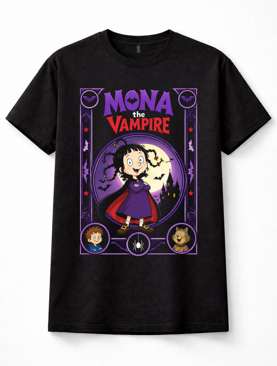 Mona the Vampire Mona Fang Cartoon Bats Gothic Retro Black Graphic Unisex T-Shirt