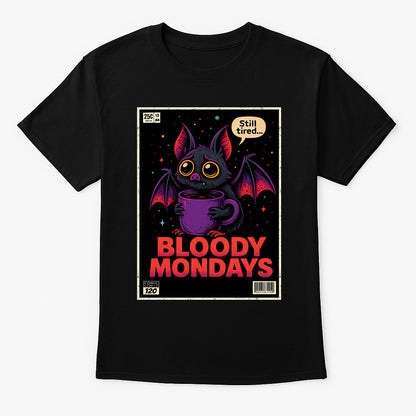 Bloody Mondays Bat Unisex T-Shirt Retro Horror Coffee Tee
