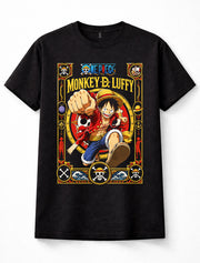 One Piece Monkey D Luffy Straw Hat Pirate Anime Black Graphic Unisex T-Shirt