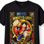 One Piece Monkey D Luffy Straw Hat Pirate Anime Black Graphic Unisex T-Shirt