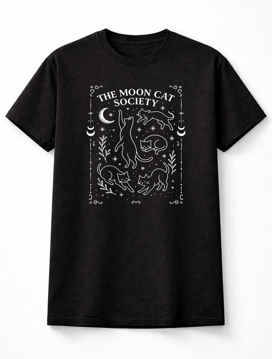 Moon Cat Society Occult Cat Graphic Unisex T-Shirt Witchy Aesthetic Adults & Kids Unisex T-Shirt