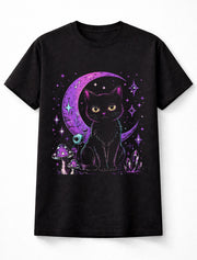 Black Cat Moon Witchy Gothic Crystal Fantasy Unisex T-Shirt