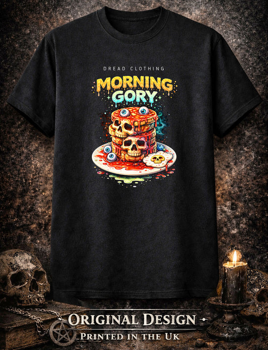 Morning Gory Skull Unisex Toxic Gothic Horror Breakfast Graphic T-Shirt Dark Art